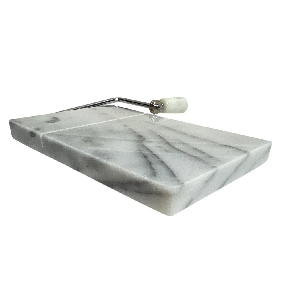 NEW RSVP Marble Cheese Slicer Board Stainless Steel Wire White Gray 8x5 OPEN BOX